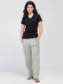 Women's Grey Heather Basic Relaxed Fit Pants