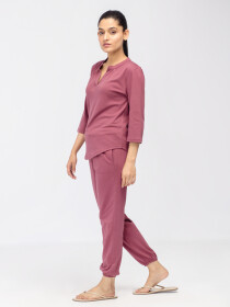 Women's Light Crimson Silk Wash Loungewear Set