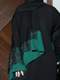 Eternity Black & Green Pull Over Style Formal Abaya