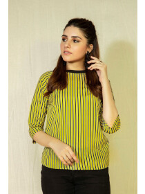 Soft Georgette Yellow Striped Top