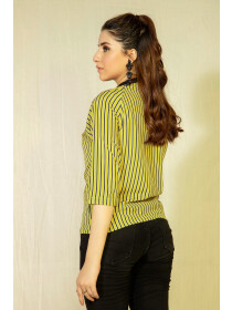 Soft Georgette Yellow Striped Top