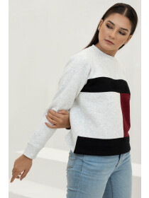 Fleece Color Block Crop Sweatshirt