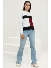 Fleece Color Block Crop Sweatshirt