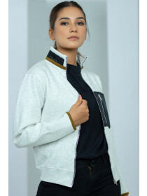 Fleece Tan Grey Zipper Jacket