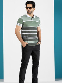 Combed Cotton Cilantro Yarn-Dyed Polo Shirt