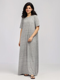 Women's Grey Long Flare Dress