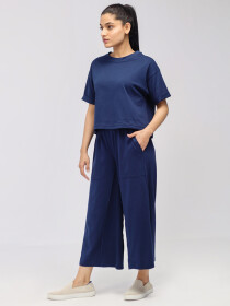 Women's Navy Blue Flare Loungewear Set