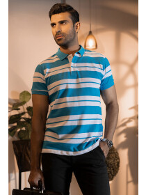 Combed Cotton Blue Yarn-Dyed Polo Shirt
