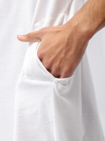 Men's White Hidden Placket Tunic Shirt