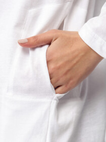 Women's White Roll Up Sleeve Tunic Shirt