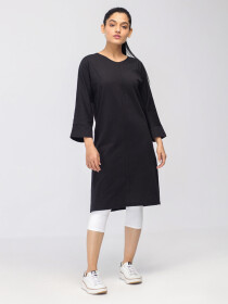 Women's Black Kimono Sleeve Tunic Shirt