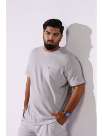 Jersey Gray Popcorn Knit Basic T-Shirt (Plus Size)
