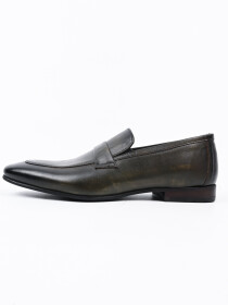 Men Antique Green Leather Penny Loafers