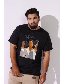 Jersey Abstract Graphic T-Shirt (Plus Size)