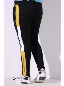 Terry Black Tri/Color Panel Jog Pants (Plus Size)