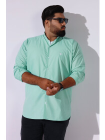 Cotton Green Ban Collar Poplin Shirt (Plus Size)