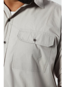 Cotton Casual Lunar Gray Poplin Shirt (Plus Size)