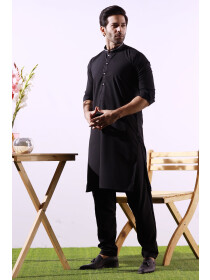 Wash & Wear Ethnic Black Kurta Pajama