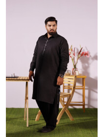 Black Cotton Kurta Shalwar (Plus Size)