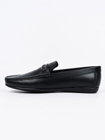 Men Black Leather Textured Moccasins Shoes