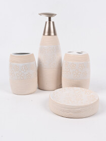Floral Ceramic Bathroom Set - 4 Pcs