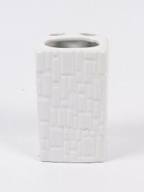 White Textured Ceramic Bathroom Set - 4 Pcs