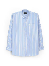 Cotton Basic Sky Blue Striped Shirt (Plus Size)