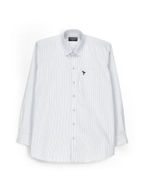 Cotton Basic White Tri-Color Striped Shirt