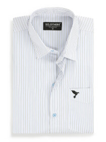 Cotton Basic White Tri-Color Striped Shirt (Plus Size)