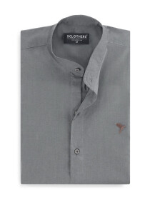 Italian Ash Gray Casual Half Sleeve Shirt (Plus Size)