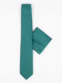 Men Square Green Self Weaved Tie & Pocket