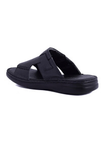 Hand-crafted Leather Black Casual Slides