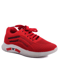 Women Lifestyle Red Lace Up Shoes