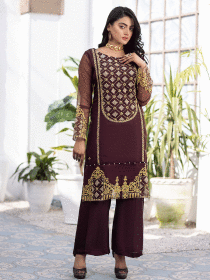 Maroon Flame – Organza 2 Pc Ready To Wear