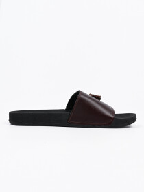 Men Hand-Crafted Leather Brown Tassel Slides