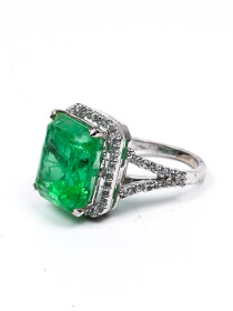 925 Emerald top ring