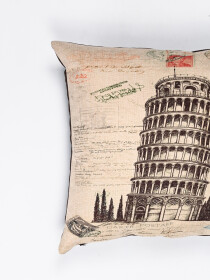 Pisa Tower Jute Cushion Cover