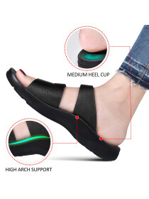 Black Slit Flair Ladies Comfortable Fashion Sandals