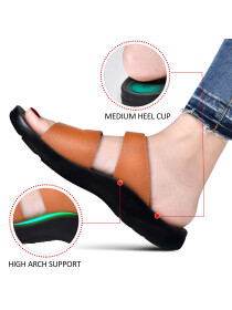 Tan Slit Flair Ladies Comfortable Fashion Sandals