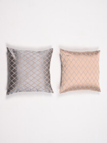 Pack of 2 -Nordic Style Splint Grey/Cream Silk Cushion Covers