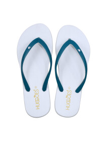 Smoky White/Turquoise Women Flip flops Slippers