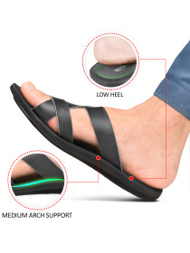 Men’s Split Toe Black Strappy Sandals