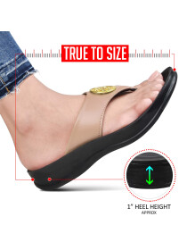 Womens Beige Thong Flip Flops