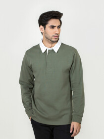 Men's Olive Ribbed Polo