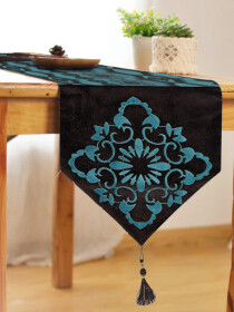 Damask Turquoise/Brown Table Runner