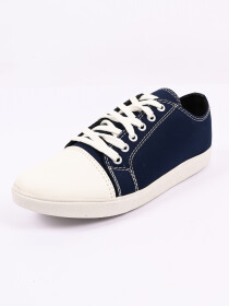 Men Blue & White Contrast Canvas Sneakers