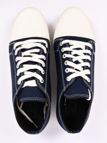 Men Blue & White Contrast Canvas Sneakers