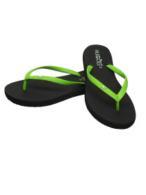 Women Black/Green Flip Flops Slippers
