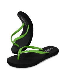 Women Black/Green Flip Flops Slippers