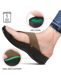Women Khaki Arch Support Platform Sandals